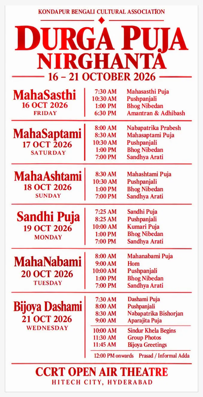 Kondapur Bengali Cultural Association Durga Puja