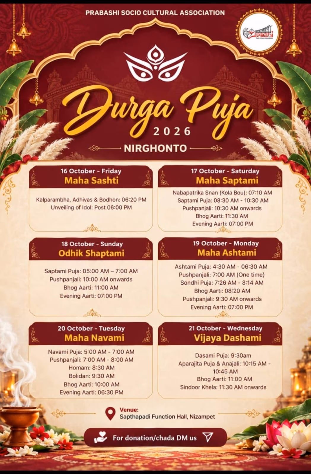 Prabashi Socio Cultural Association Durga Puja